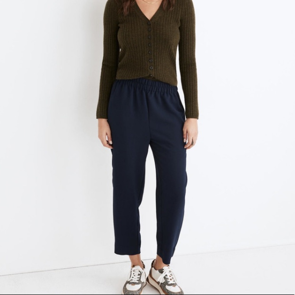 Madewell Huston Tapered Pull on Pants M Navy